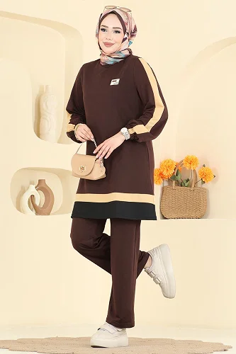 moda selvim طقم بني 2031FON792 - Thumbnail