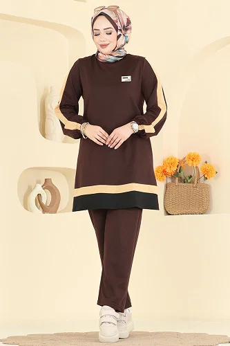 moda selvim طقم بني 2031FON792 - Thumbnail