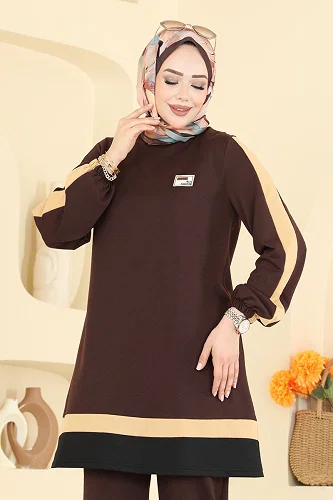 moda selvim طقم بني 2031FON792 - Thumbnail