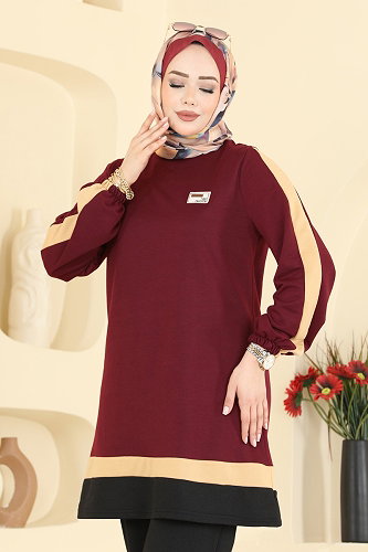 moda selvim Combined 2031FON792 Burgundy & Black - Thumbnail