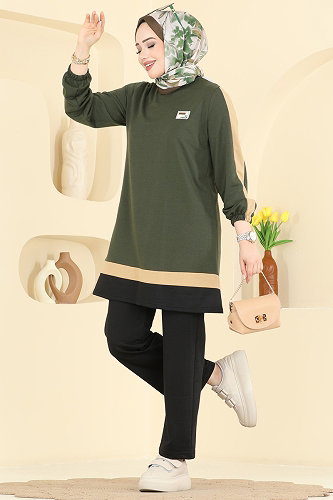 moda selvim Combined 2031FON792 Khaki & Black - Thumbnail