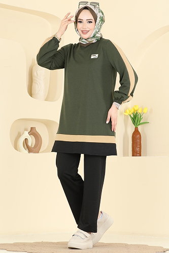 moda selvim Combined 2031FON792 Khaki & Black - Thumbnail