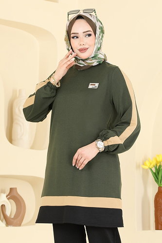 moda selvim Combined 2031FON792 Khaki & Black - Thumbnail