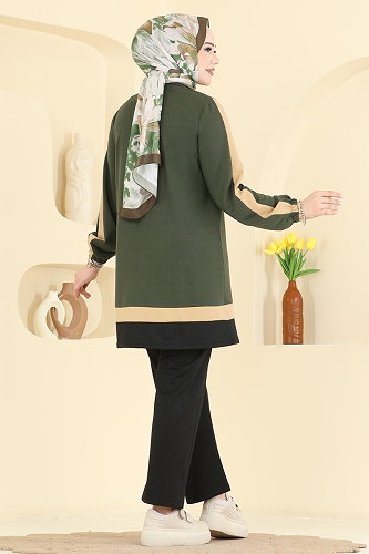 moda selvim Combined 2031FON792 Khaki & Black - Thumbnail