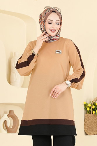 moda selvim طقم بيج فاتح &أسود 2031FON792 - Thumbnail