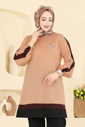 moda selvim طقم بيج وأسود 2031FON792 - Thumbnail