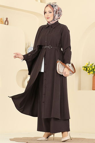 moda selvim طقم بني 2054FMZ1159 - Thumbnail