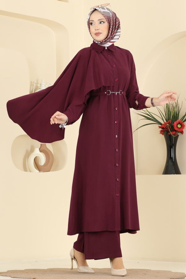 Modaselvim Hijab Combinations Combined 2054FMZ1159 Burgundy