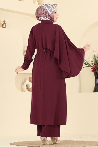 moda selvim طقم خمري 2054FMZ1159 - Thumbnail