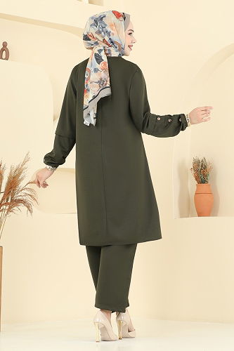 moda selvim طقم اخضر عفني 2055ERK1158 - Thumbnail