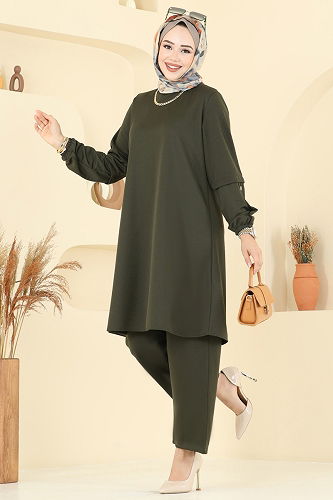 moda selvim طقم اخضر عفني 2055ERK1158 - Thumbnail