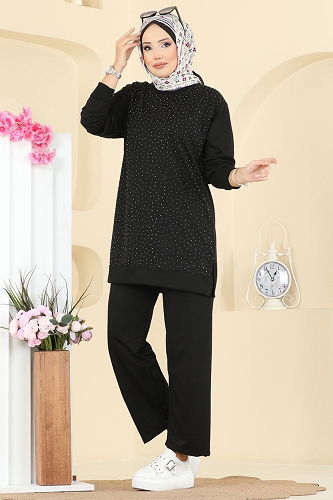 moda selvim طقم أسود 206OZN1046 - Thumbnail