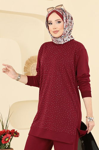 moda selvim Combined 206OZN1046 Burgundy - Thumbnail