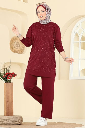 moda selvim Combined 206OZN1046 Burgundy - Thumbnail