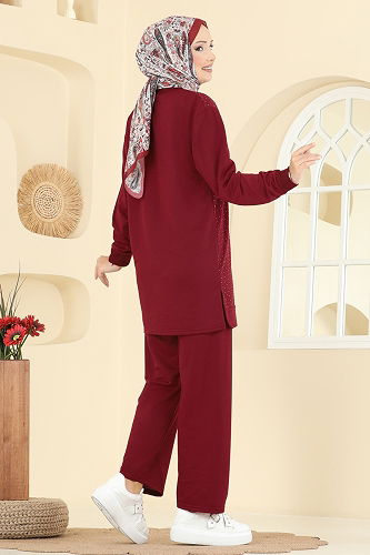 moda selvim طقم خمري 206OZN1046 - Thumbnail