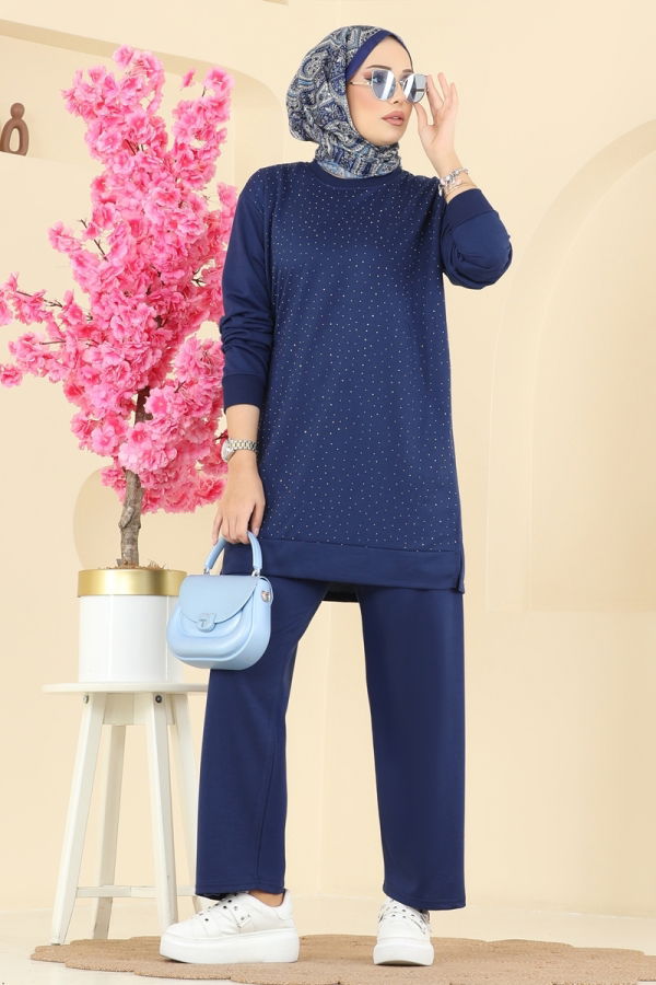 Modaselvim Hijab Combinations Combined 206OZN1046 Navy Blue