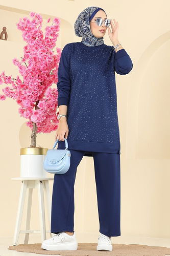 moda selvim طقم كحلي 206OZN1046 - Thumbnail