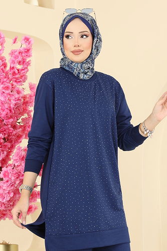 moda selvim طقم كحلي 206OZN1046 - Thumbnail