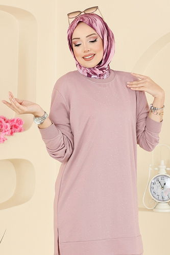 moda selvim طقم بيج وردي 206OZN1046 - Thumbnail