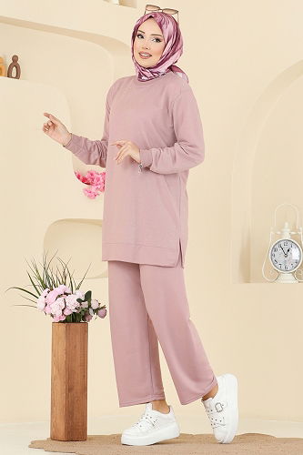 moda selvim طقم بيج وردي 206OZN1046 - Thumbnail