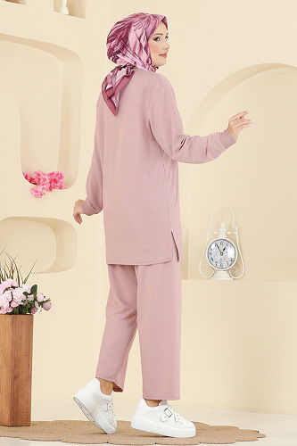 moda selvim طقم بيج وردي 206OZN1046 - Thumbnail