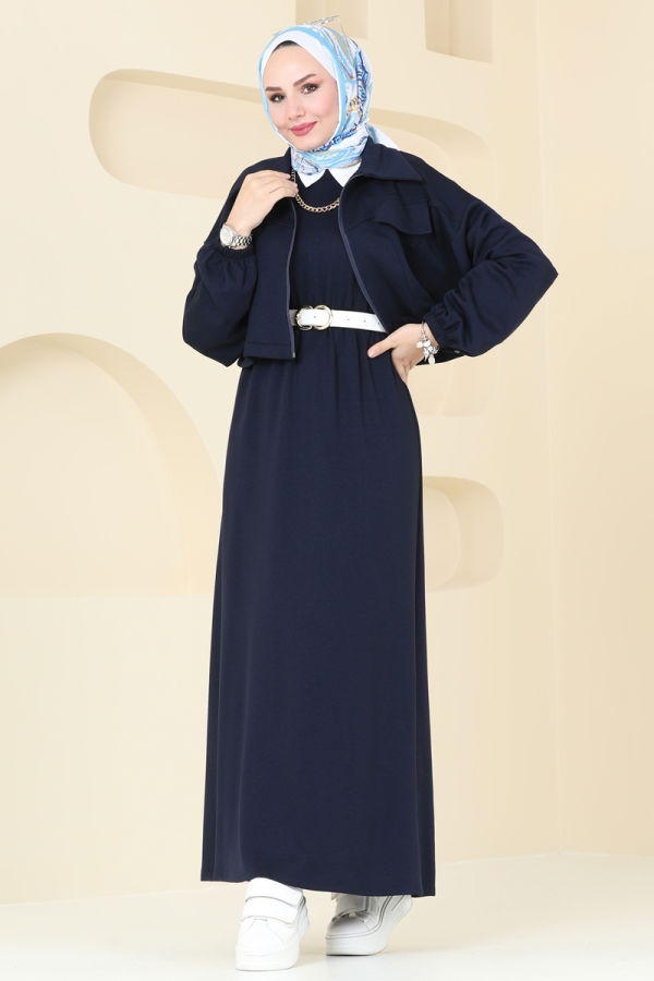 Modaselvim Dress Combined 20782MDP186 Navy Blue