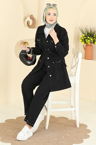 moda selvim Combined 2103ORG1169 Black Jeans - Thumbnail