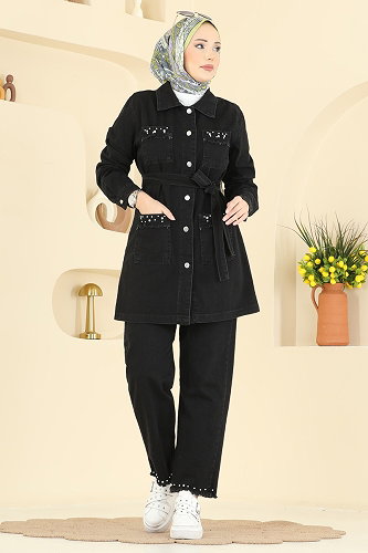 moda selvim Combined 2103ORG1169 Black Jeans - Thumbnail