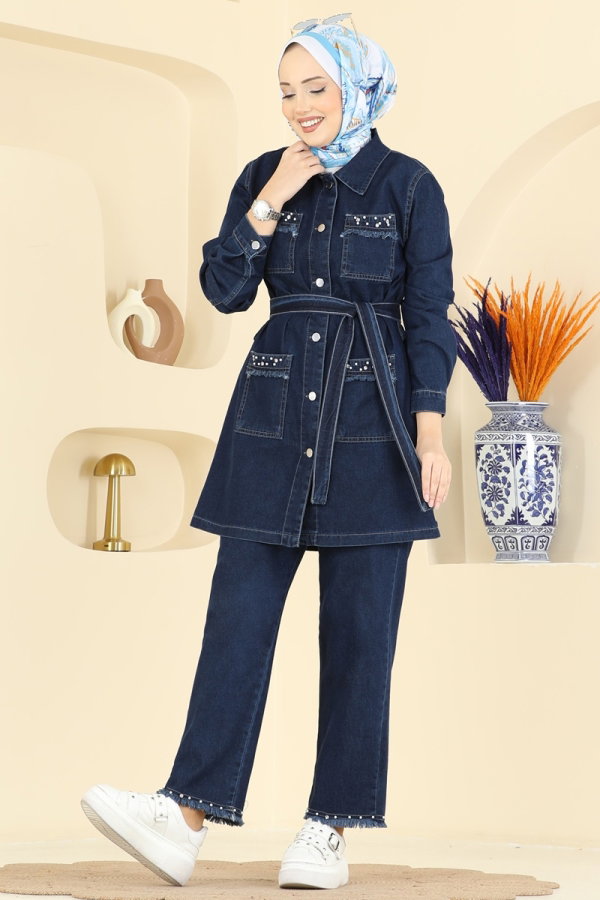 Modaselvim Hijab Combinations Combined 2103ORG1169 Dark Denim