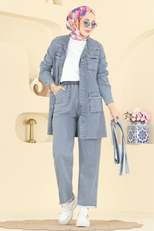Modaselvim Hijab Combinations Combined 2103ORG1169 Light Denim