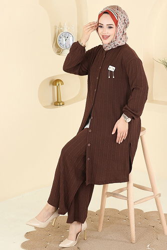 moda selvim طقم بني 210BO429 - Thumbnail