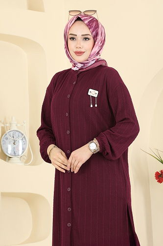 moda selvim طقم خمري 210BO429 - Thumbnail