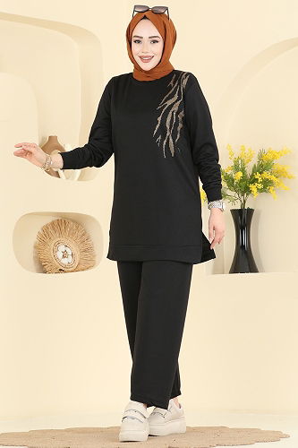 moda selvim طقم أسود 210OZN1046 - Thumbnail