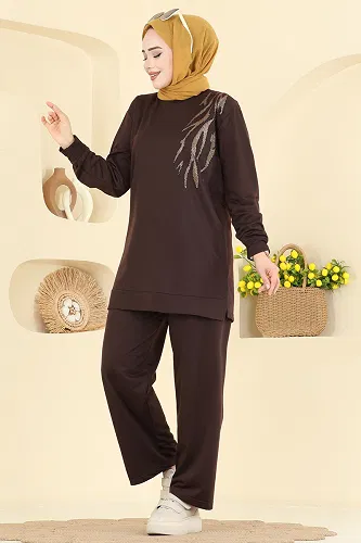 moda selvim طقم بني 210OZN1046 - Thumbnail