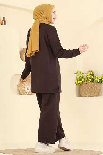 moda selvim طقم بني 210OZN1046 - Thumbnail