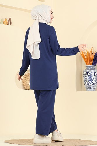 moda selvim طقم كحلي 210OZN1046 - Thumbnail