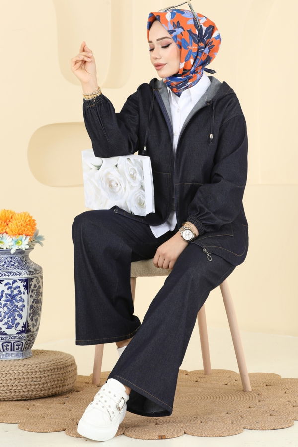 Modaselvim Hijab Combinations Combined 21119MPR1163 Dark Denim