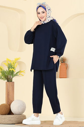 moda selvim طقم كحلي 21189MPR1163 - Thumbnail