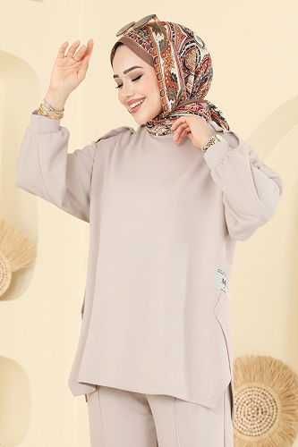 moda selvim طقم بيج 21189MPR1163 - Thumbnail