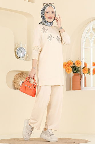 moda selvim طقم بيج 211OZN1046 - Thumbnail