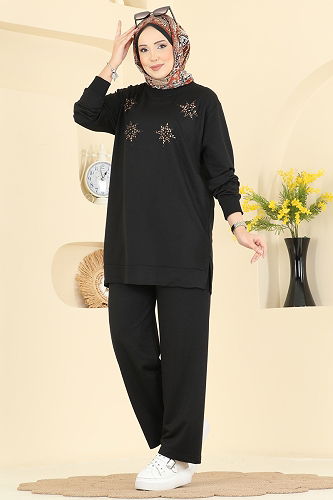 moda selvim طقم أسود 211OZN1046 - Thumbnail