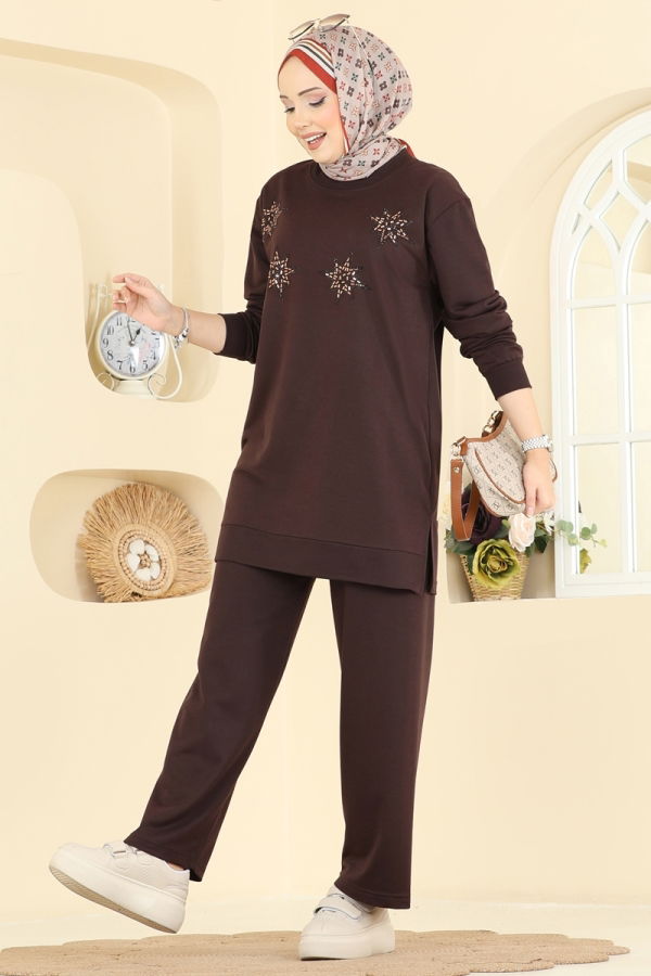 Modaselvim Hijab Combinations Combined 211OZN1046 Brown