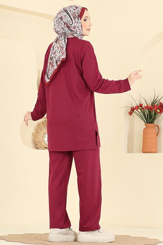 moda selvim طقم خمري 211OZN1046 - Thumbnail