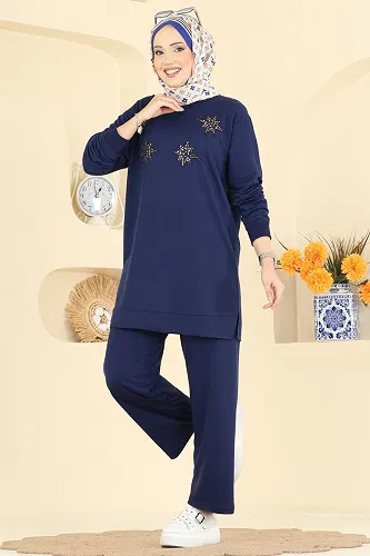 moda selvim طقم كحلي 211OZN1046 - Thumbnail