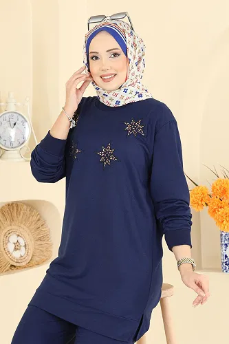 moda selvim طقم كحلي 211OZN1046 - Thumbnail