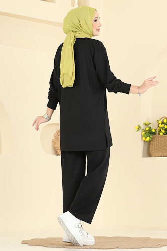 moda selvim طقم أسود 212OZN1046 - Thumbnail