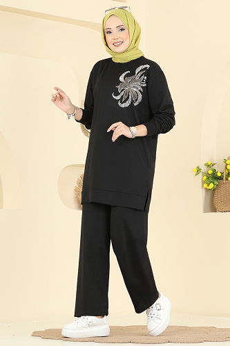 moda selvim طقم أسود 212OZN1046 - Thumbnail