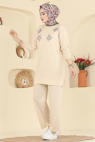 moda selvim طقم بيج 213OZN1046 - Thumbnail