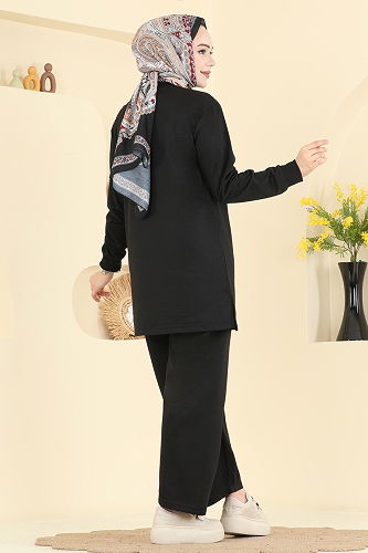 moda selvim طقم أسود 213OZN1046 - Thumbnail