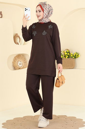 moda selvim طقم بني 213OZN1046 - Thumbnail